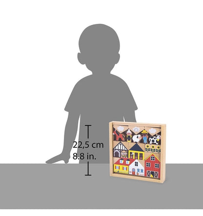 Campo - Cross Roads Conjunto de blocos de madeira com 34 peças