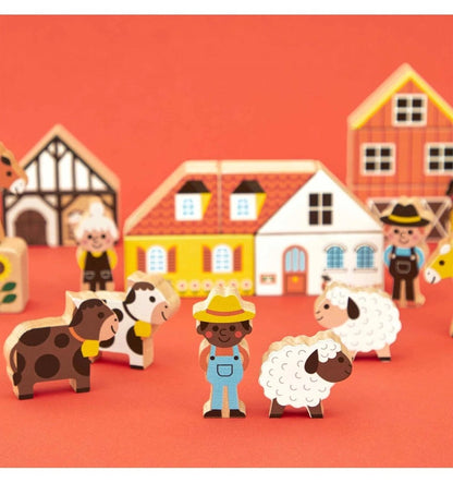 Campo - Cross Roads Conjunto de blocos de madeira com 34 peças