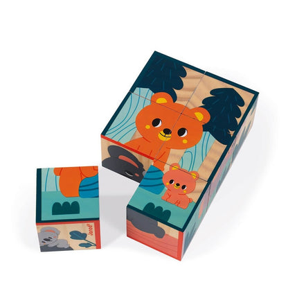 Set of 6 Wooden Animal Cubes