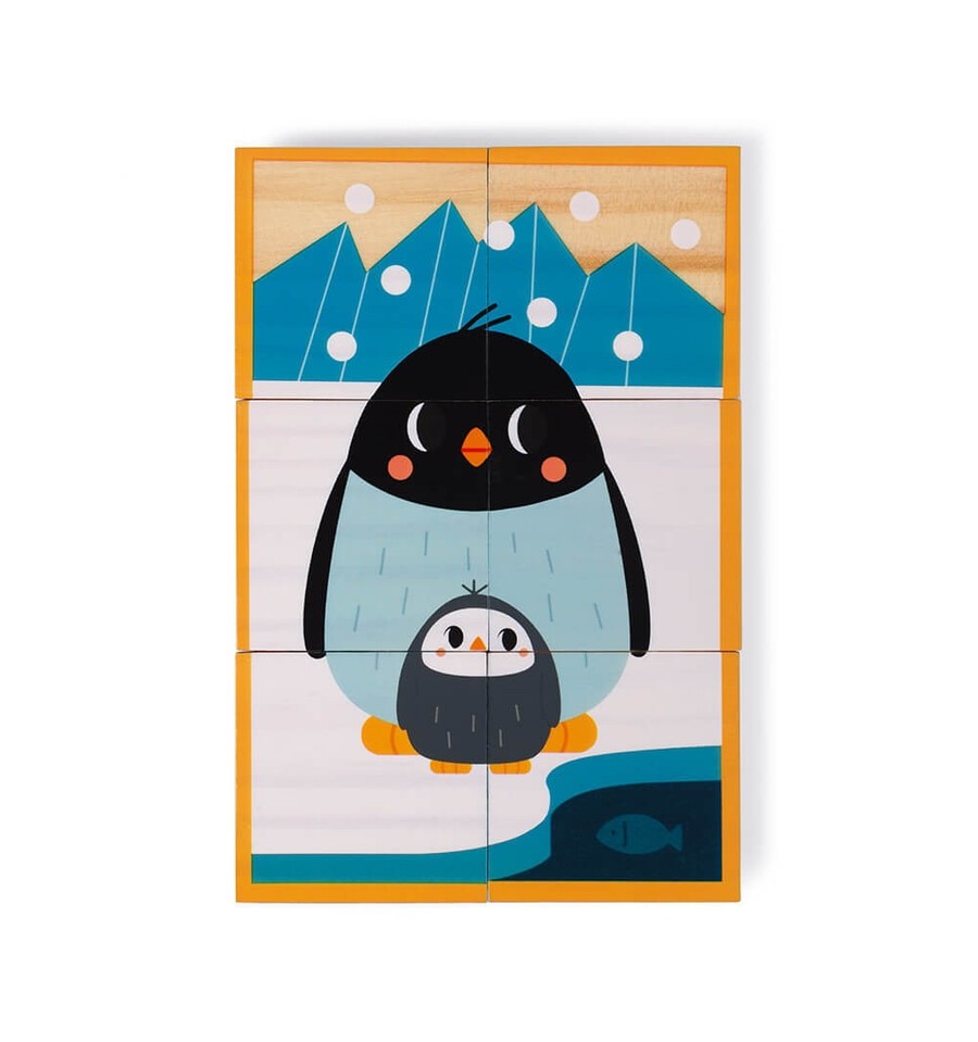 Set of 6 Wooden Animal Cubes