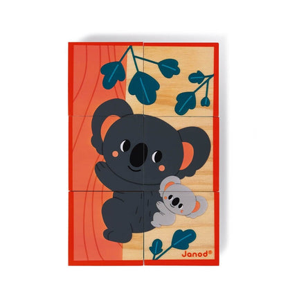 Set of 6 Wooden Animal Cubes