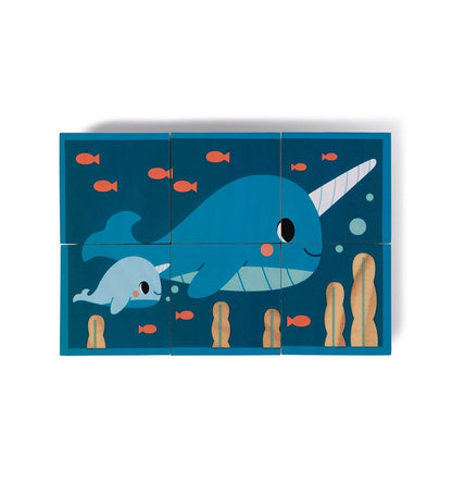 Set of 6 Wooden Animal Cubes