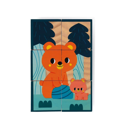 Set of 6 Wooden Animal Cubes