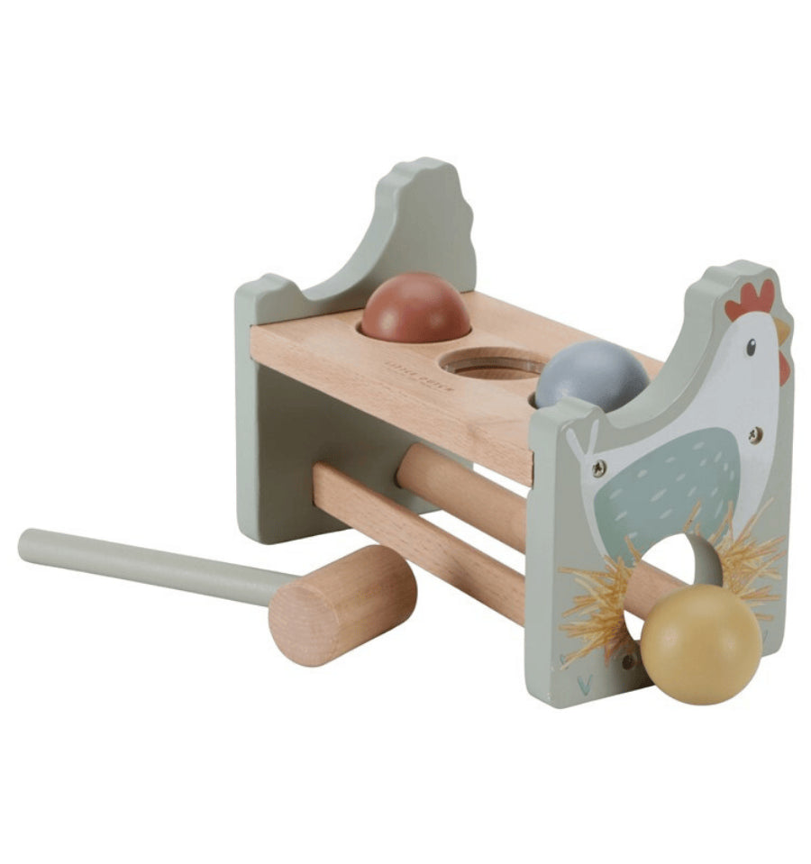 Hitting bench with Little Farm ball