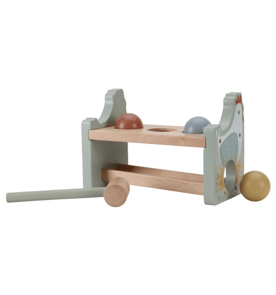 Hitting bench with Little Farm ball