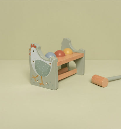 Hitting bench with Little Farm ball