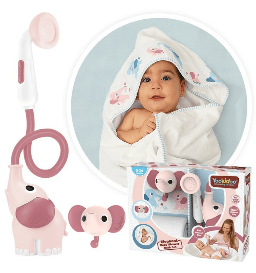 Elephant Bath Shower Set and Pink Cape