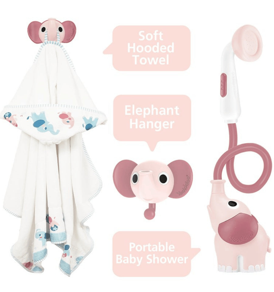 Elephant Bath Shower Set and Pink Cape