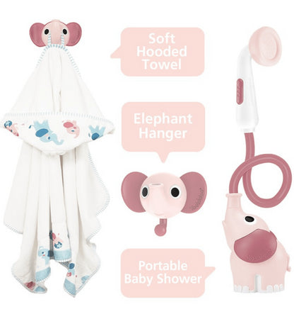 Elephant Bath Shower Set and Pink Cape