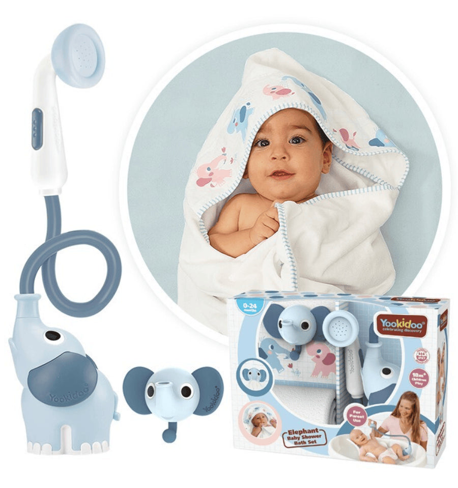 Elephant Shower Bath Set and Blue Cape
