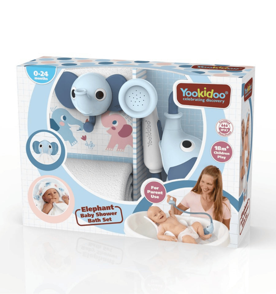 Elephant Shower Bath Set and Blue Cape