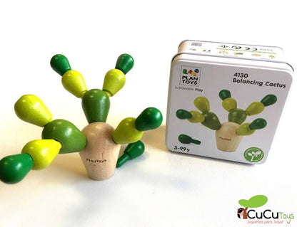 Mini cacto de lata em equilíbrio