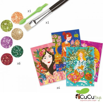 O perfume das flores, pintura com glitter