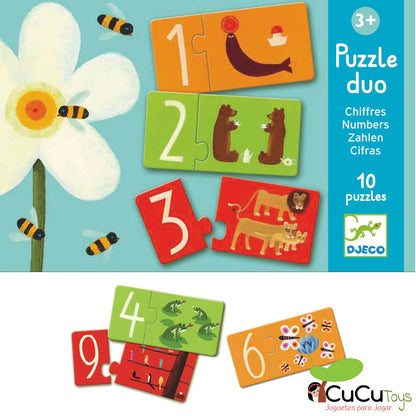 Dúo cifras, puzzle de 2 piezas