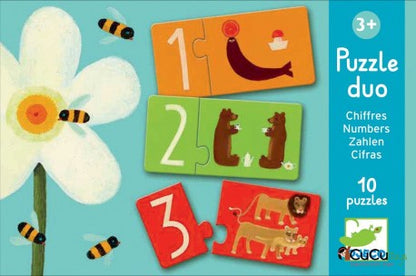 Dúo cifras, puzzle de 2 piezas