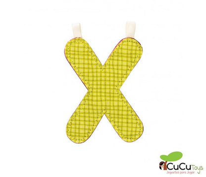 Letter X of the alphabet, made of fabric