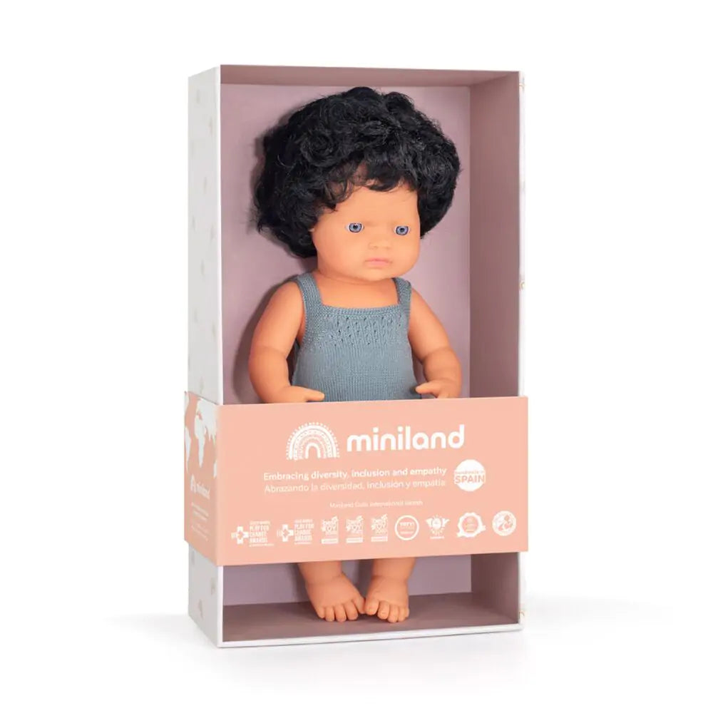 Brunette Caucasian doll with curls