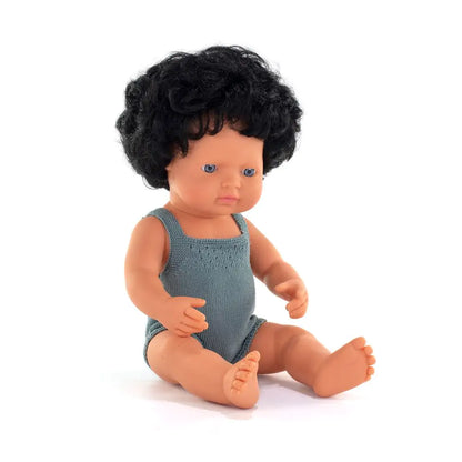 Brunette Caucasian doll with curls