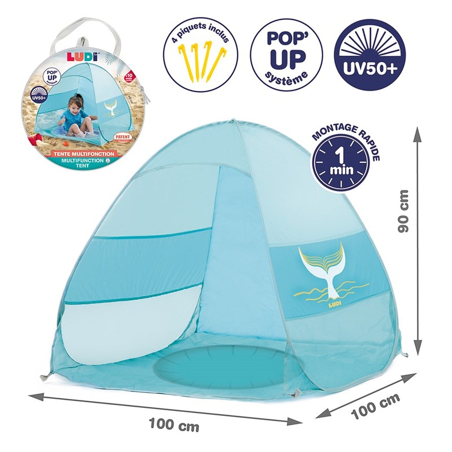 Tenda multifuncional Whale UV50+ com piscina