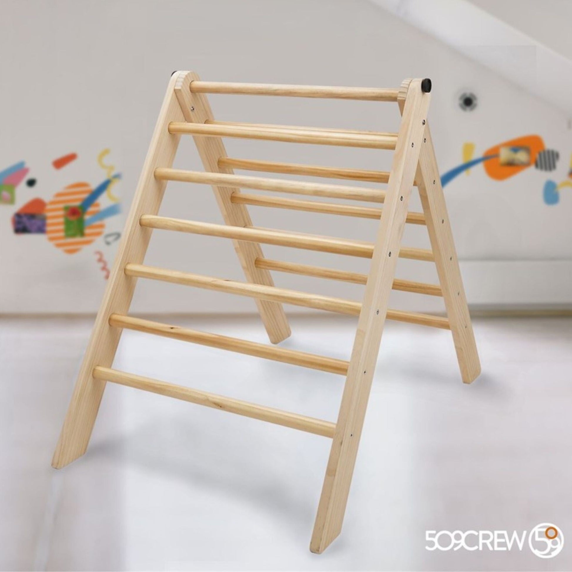 Triangulo de escalada Montessori de madera natural para desarrollo motor infantil 509 Crew