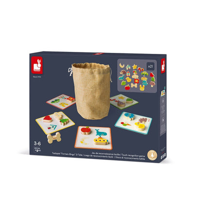 Juego memo sonoro de madera Janod con fichas táctiles y bolsa de almacenamiento