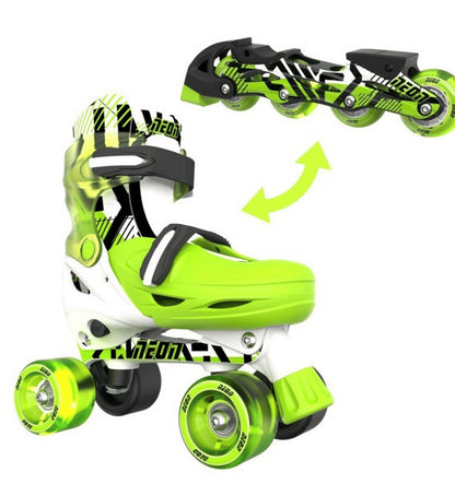 Patines infantiles ajustables Yvolution en color verde y blanco con ruedas translúcidas y diseño moderno
