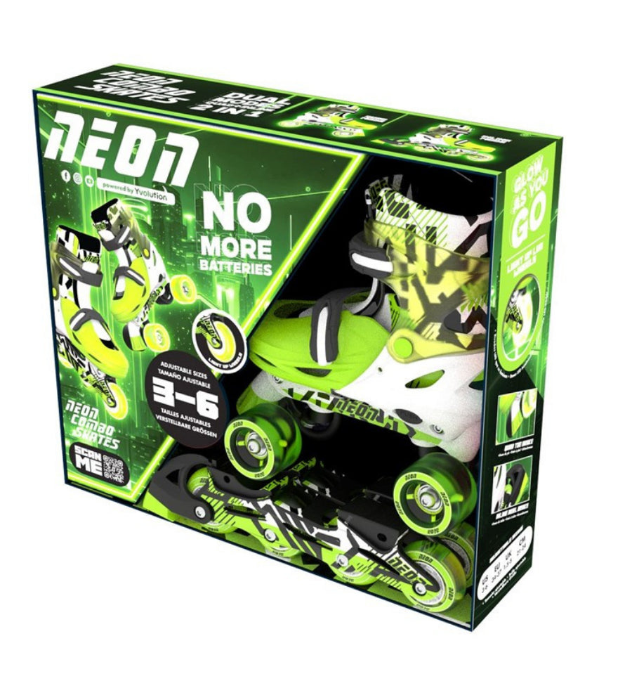 Patines infantiles ajustables Yvolution Neon verdes con diseño moderno y ruedas luminosas