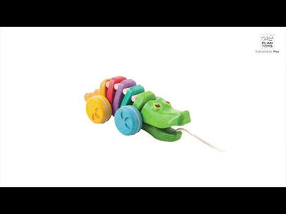 Pull Along Rainbow Crocodile, Wooden Toy
