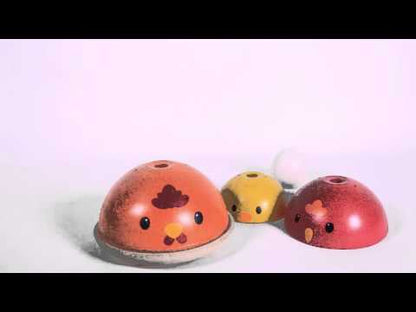 brinquedo de empilhar de madeira, design de pintinho