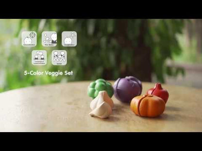 Set of 5 colorful vegetables, wooden toy