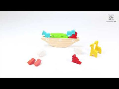 Barco balancín, juguete de madera